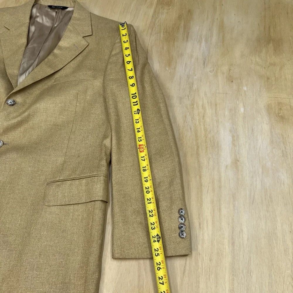 Vintage Jos A Bank Silk Golden Blazer Jacket Sport Coat Mens 44L Long 3Button